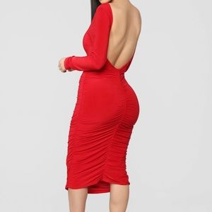 Pure Envy Ruched Midi Dress